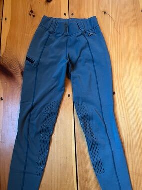 KERRITS S Blue Flannel Lined Riding Pants Leggings Breeches Winter